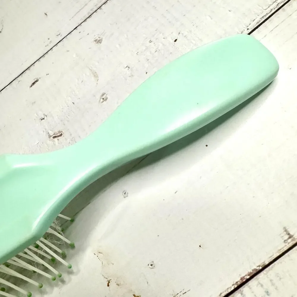 Vintage Estee Lauder Hair Brush Teal Blue Ball Tipped 6.5